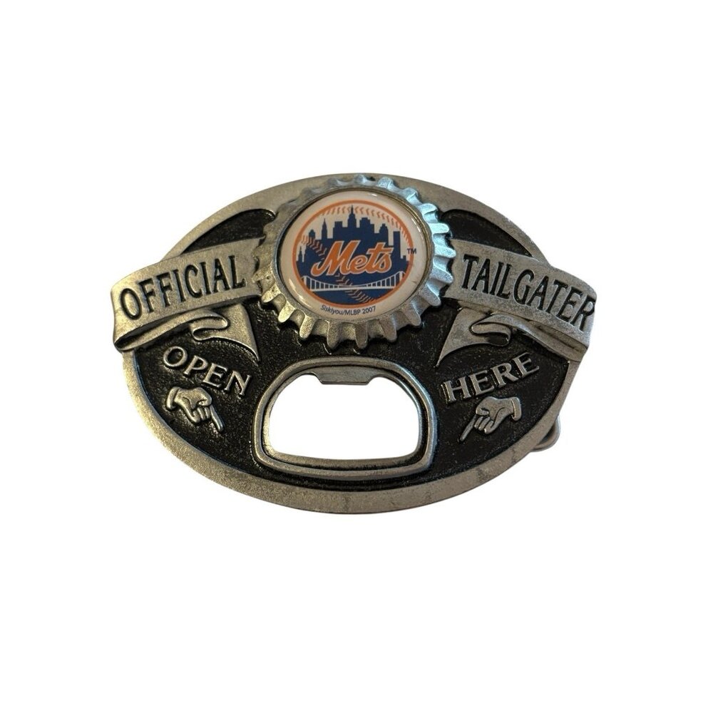 NEW YORK METS TAILGATER BELT BUCKLE W/BOTTLE OPENER SISKIYOU US‎ MADE 2007